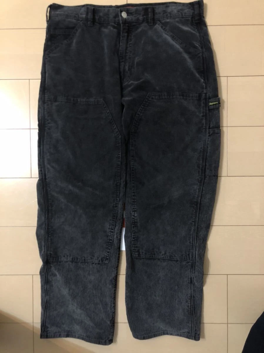 Pantalon velours côtelé double genou SUPREME 21SS noir gris taille 34 pantalon