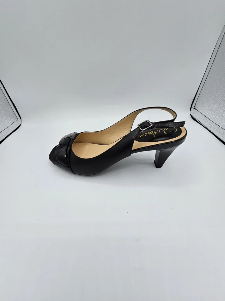 Cole Haan Damas Air Eliana Cuero Negro Eslinga Tacón Trasero Talla 6.5 Caja y Bolsa Antipolvo Foto 3 de 4