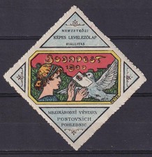 u4102/ Hungary Budapest 1900 Poster Stamp Label # PC Exhibition Dove Pigeon Bird