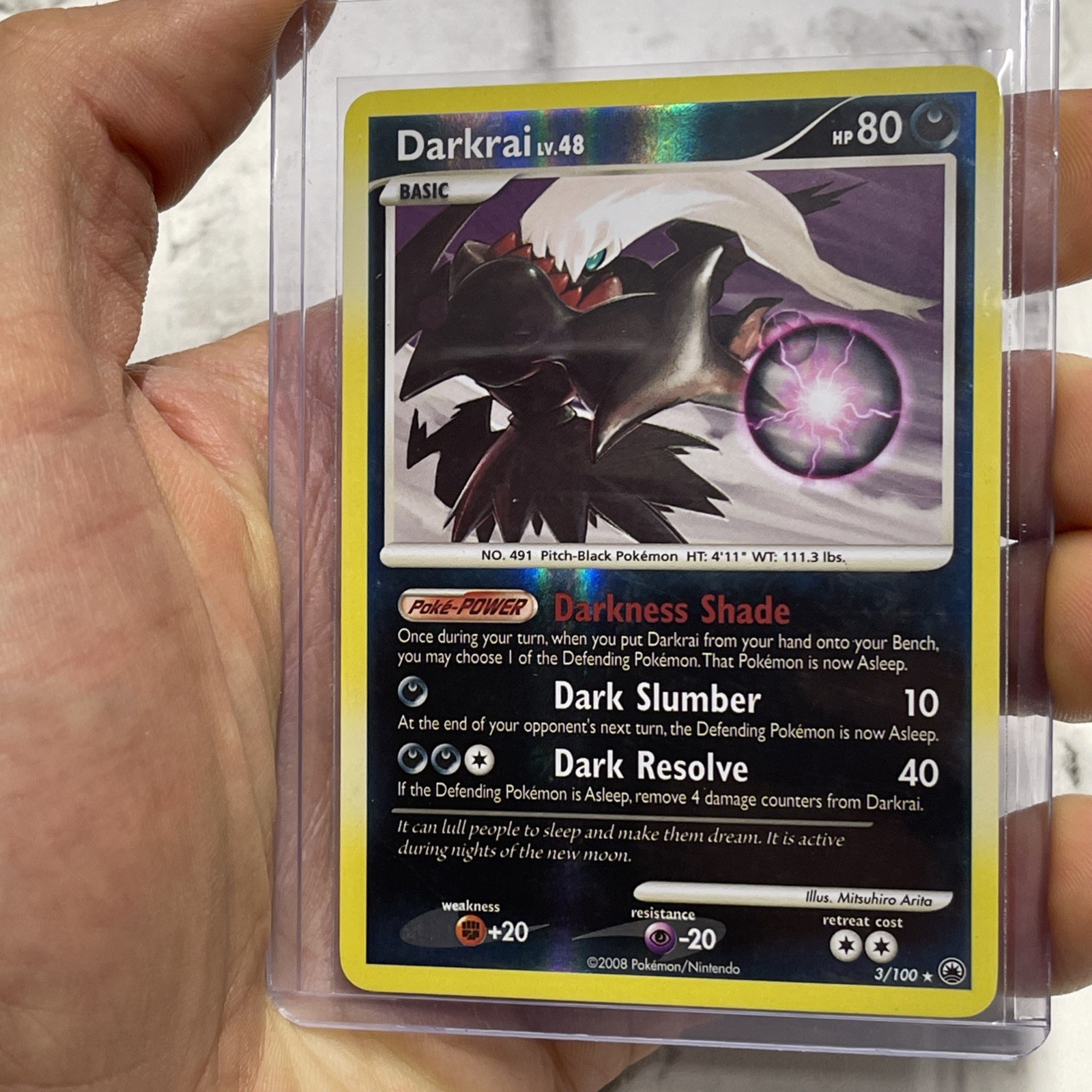 Pokémon TCG Darkrai 3/100 Reverse Holo Rare Majestic Dawn - LP/NM Pokemon Card