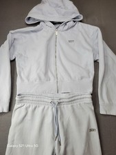 DKNY Light Blue Women's Sweatsuit Set Hoodie  Pants Fleece Size M