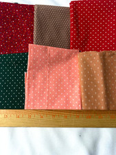 Lot of 6 cotton fat quarters 18" x 21/22" tiny dots, hearts, teardrops, floral