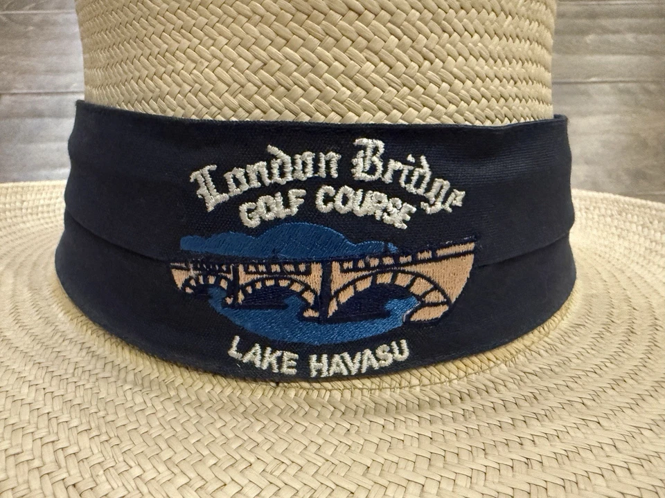 Vintage London Bridge Golf Course Lake Havasu Straw Wide Brim One Size Hat USA - Image 3 of 4