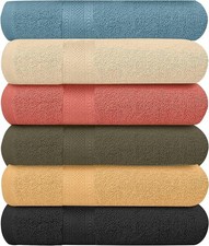 6 Pack Bath Towels 27x54 Inch 100 Ring Spun Cotton Quick Dry Multicolor Set