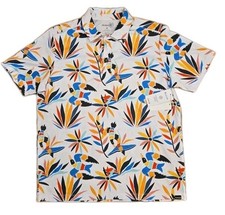 Hurley Fiesta Mesh Polo Size Medium White Floral Tropical