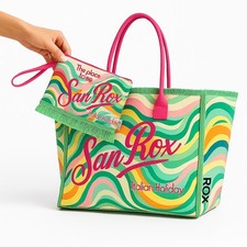 Set Borsa e Pochette Mare Design Fantasy con Frange Borsetta Organizer da Mare