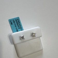 925 Sterling Silver Moissanite Square Stud Earrings 0.80 ctw Butterfly