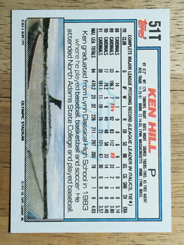 1992 Topps Traded #51T Ken Hill - Picture 2 of 2
