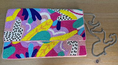 Red Dress Boutique Fairy Tale Pink Multi Beaded Crossbody Bag Purse
