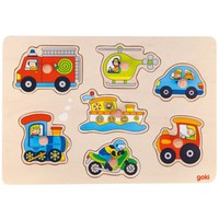 "Goki Steckpuzzle \"Verkehrsmittel\" 57491 - Holzspielzeug Steckpuzzle 7 Teile"