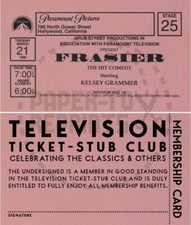 TV SHOW - FRASIER - TELEVISION TICKET-STUB CLUB - TICKET REPRINT - FANTASY CARD