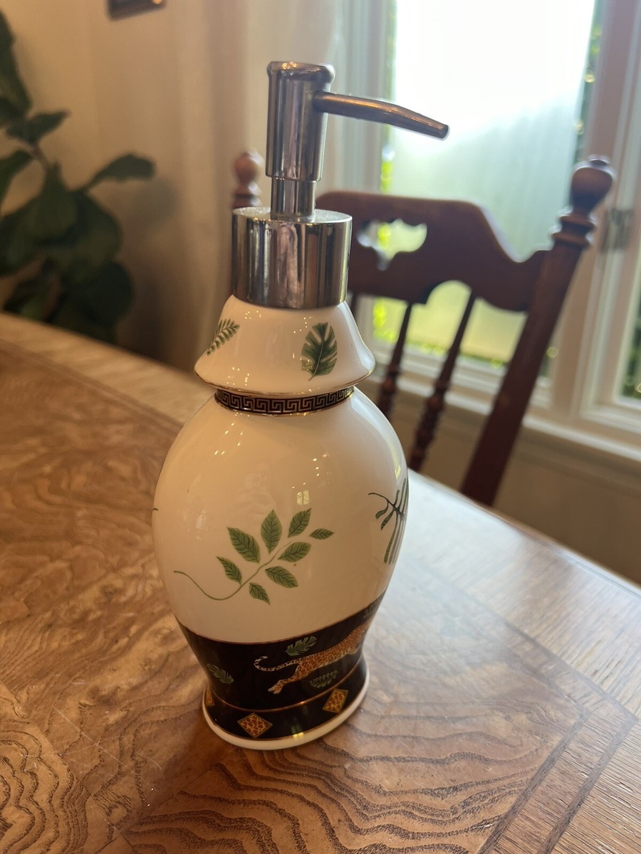 Lynn Chase Jaguar Jungle Ceramic Soap/Lotion Dispenser Black/Gold