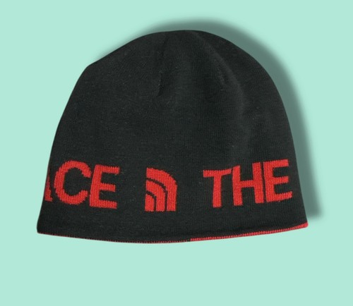 The North Face Red And Black Pre-Loved Winter Beanie Knit Cap Hat Snow Ski - Picture 2 of 6