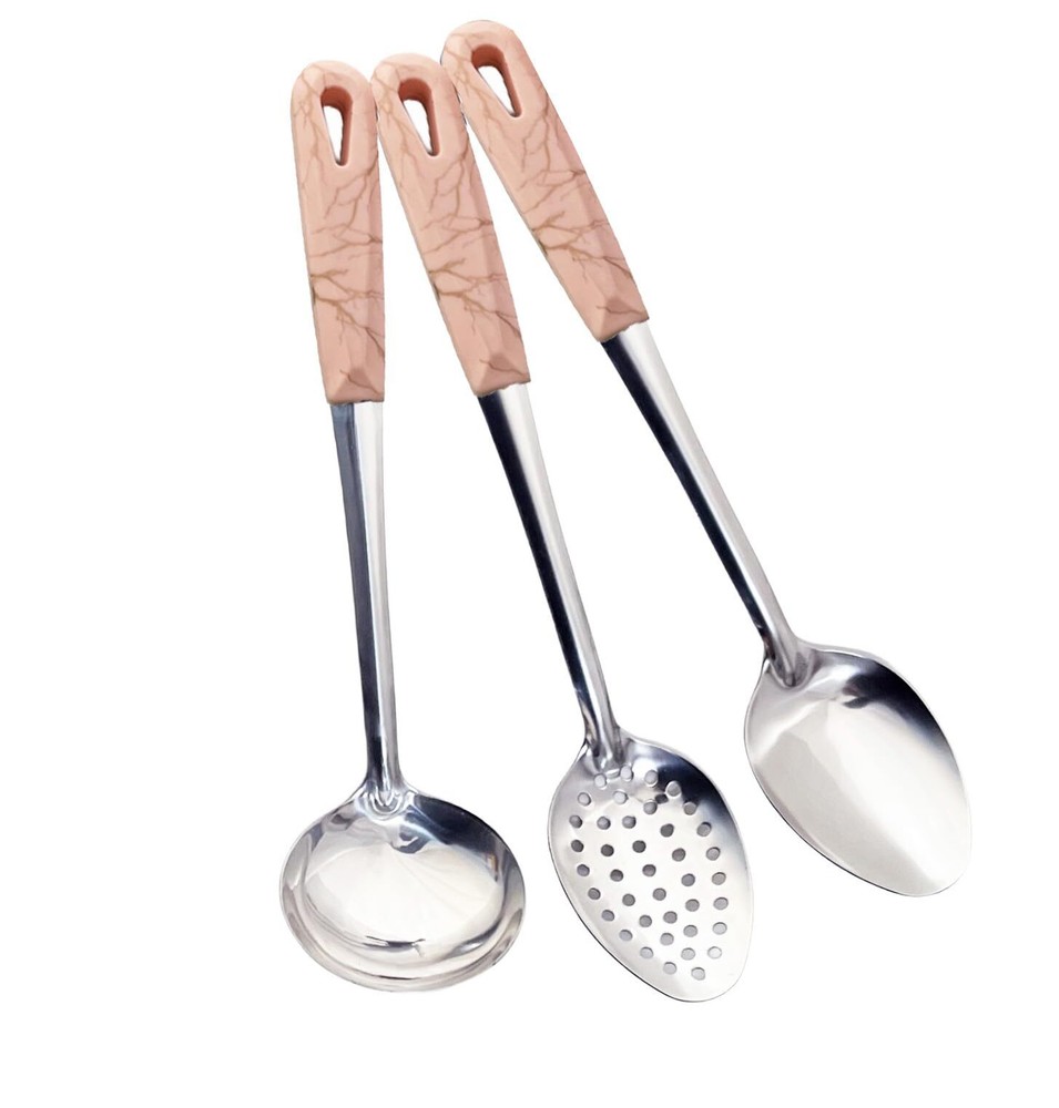 3 Pcs Stainless Steel Serving spoons set Slotted Spoon Serving Spoon Soup Lad...