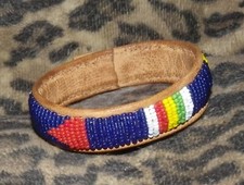 African Leather beaded bracelet