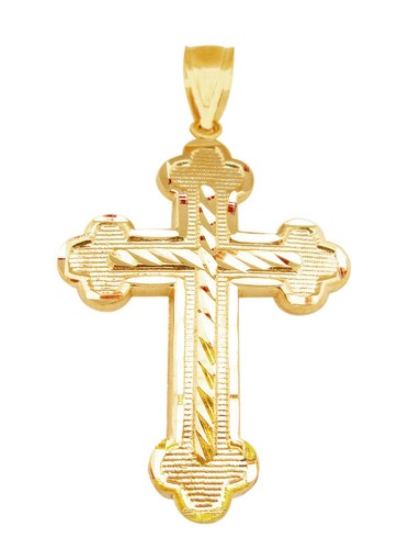 Mens 10k Yellow Gold Cross Pendant 