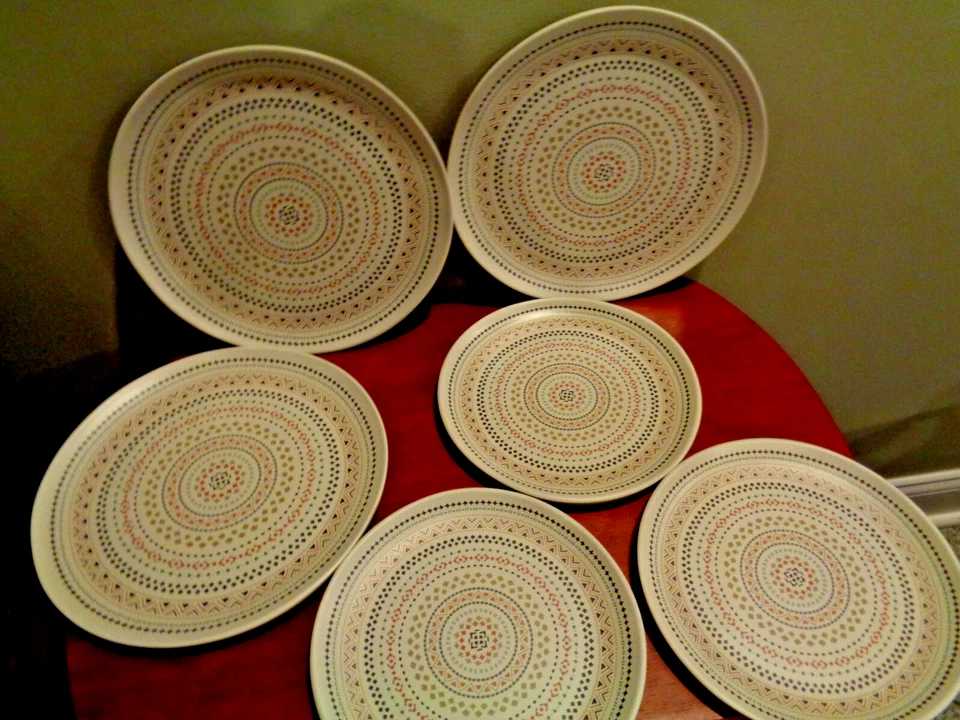 Set of 6 Melamine Mandala Member’s Mark 3 Dinner Plates 10” & 3 Salad Plates 8” - Image 3 of 4