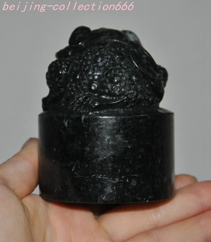 Sello sello sello de rana sello bufo sapo dorado tallado jade hetiano chino de 2,8"" Foto 4 de 4