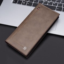 Bifold Leather Long Vintage Wallet Checkbook Card Case Holder For Men RFID