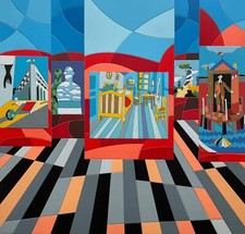 Storie di Sogni Ugo Nespolo Serigrafia su Carta Pop Art Glitter 70x70 E Limitata