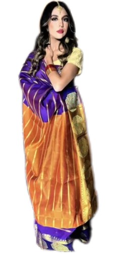 Seidensari mit schöner lila Farbe Seide Partywear Saree/ Hochzeit/ Festival - Bild 4 von 4