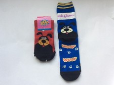 2 PAIRS WOMENS NOVELTY SOCKS  DOG/WOOF BLUE  RED  NWL  CUTE 