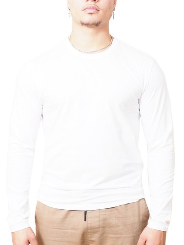Mens Long Sleeve Cotton T-Shirt Regular Fit Crew Neck or Henley Top Lounge Work - Picture 25 of 72