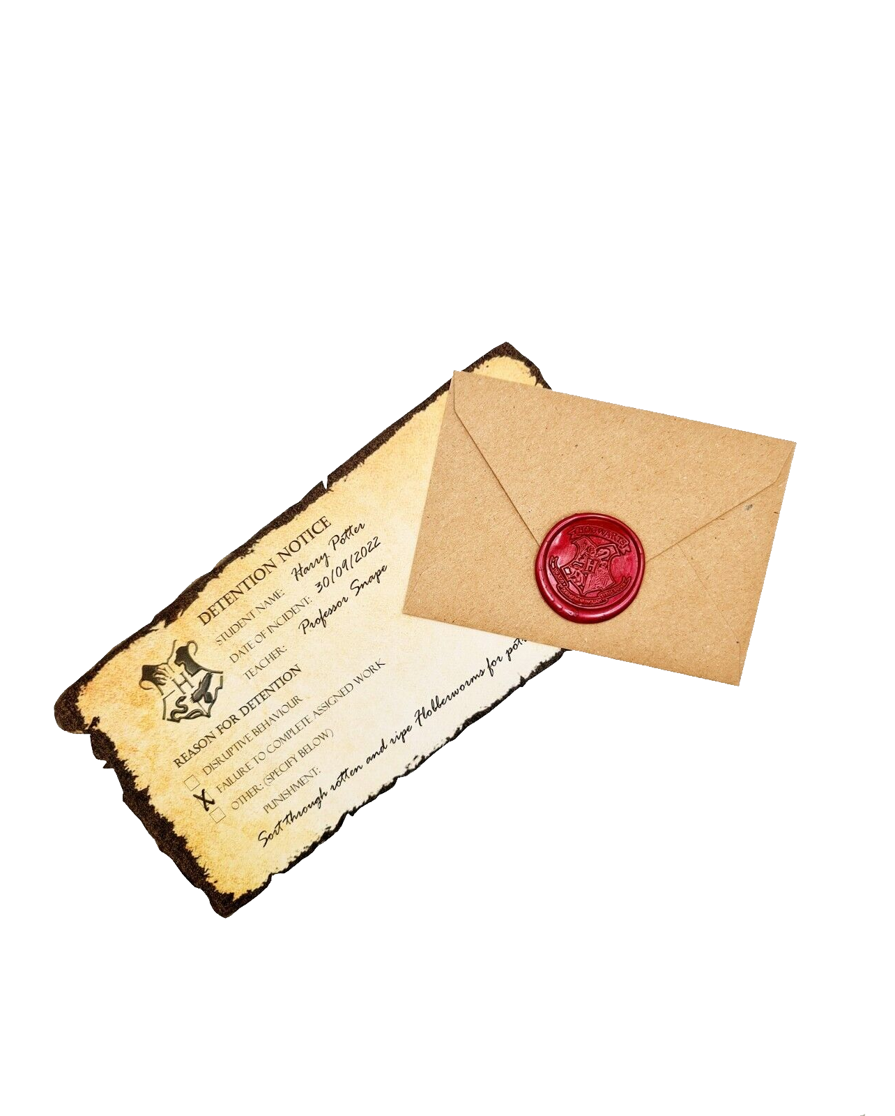PERSONALISED Hogwarts Detention Slip Harry Potter Hogwarts school wax ...