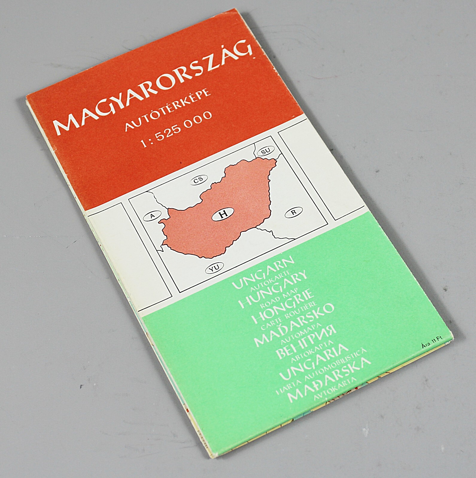 1969 Folding Auto Map of Hungary Guide 1:525000 scale Color Multi Language