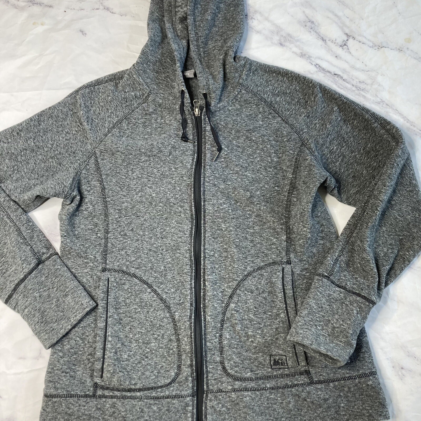 REI Fleece Jacket Womens Size Large Gray L/S Zip Up Hoodie Coat N152 eBay