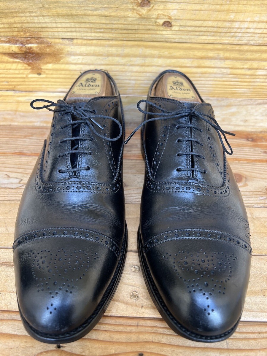 ALDEN Medallion Tip Bal Black Calfskin Brogue Shoe Oxford ALDEN Medallion Tip Bal Black Calfskin Brogue Shoe Oxford