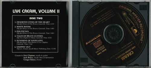 Cream Live Cream 1-2 (CD, Jan-1995, 2 Discs, Mobile Fidelity Sound Labs Gold - Foto 4 di 4