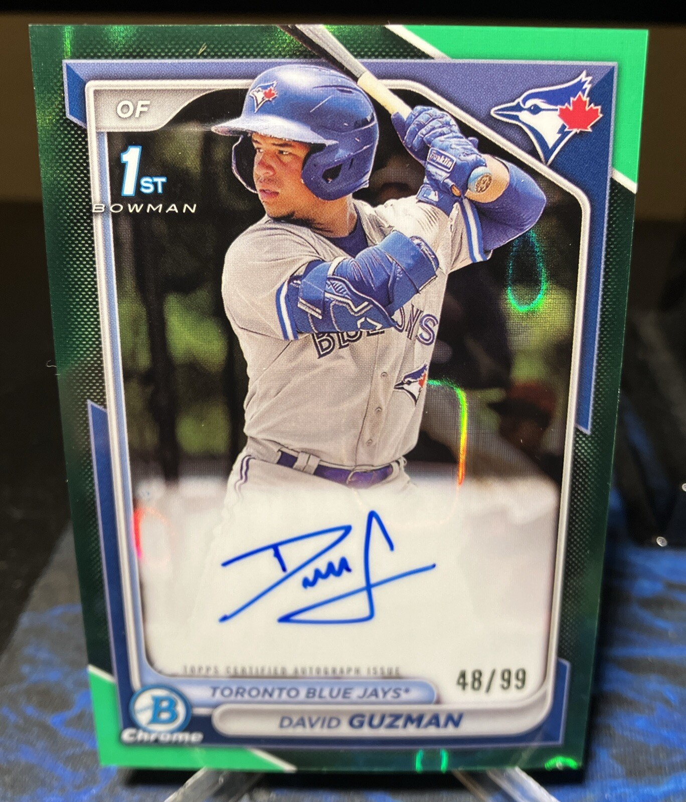 2024 Bowman Chrome David Guzman #CPA-DGM 1st Green Refractor Auto /99 Blue Jays