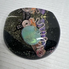 Signed Collette Fortin studio art class paperweight underwater