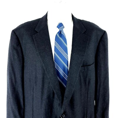Samuelsohn Sb Austin Super 120s Flannel Tweed Wool 2 Button Sport Coat 48L Gray