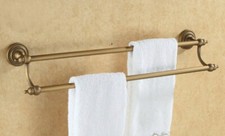 Antique Brass Wall Mount Bathroom Double Towel Bar Rail Towel Holders 2ba090