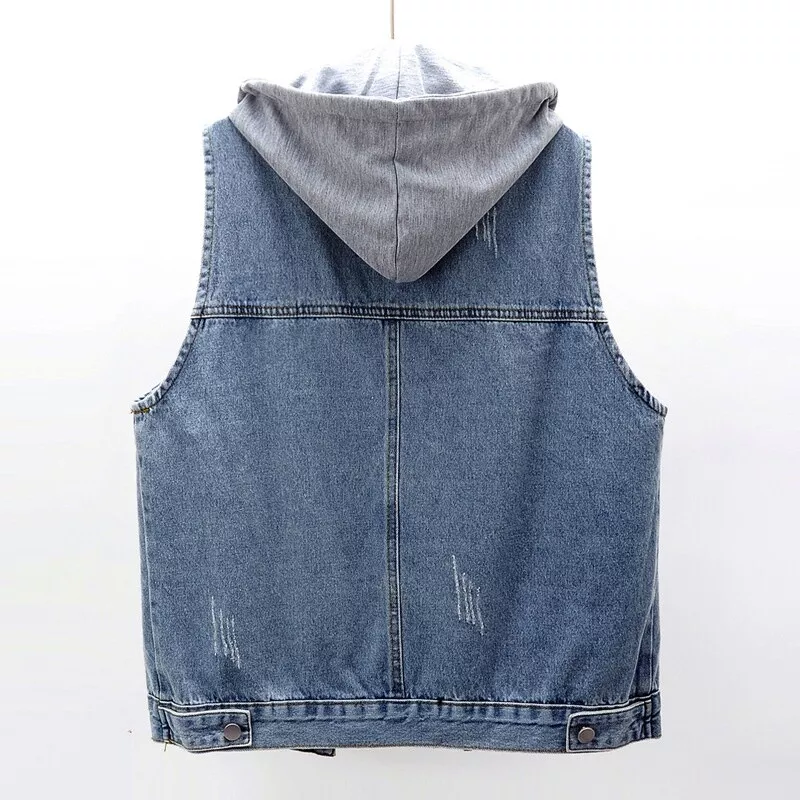 Sleeveless hooded shop denim jacket
