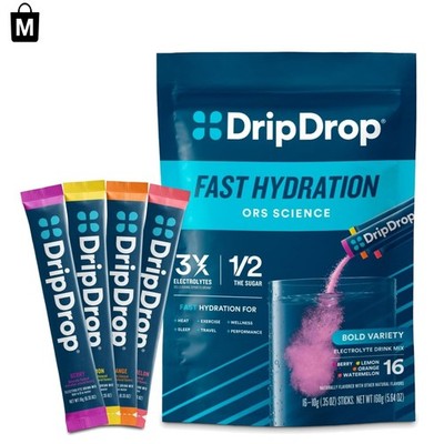 Hydration Packets - Bold Variety - Fast Hydration Electrolyte Mix, 16 Sticks