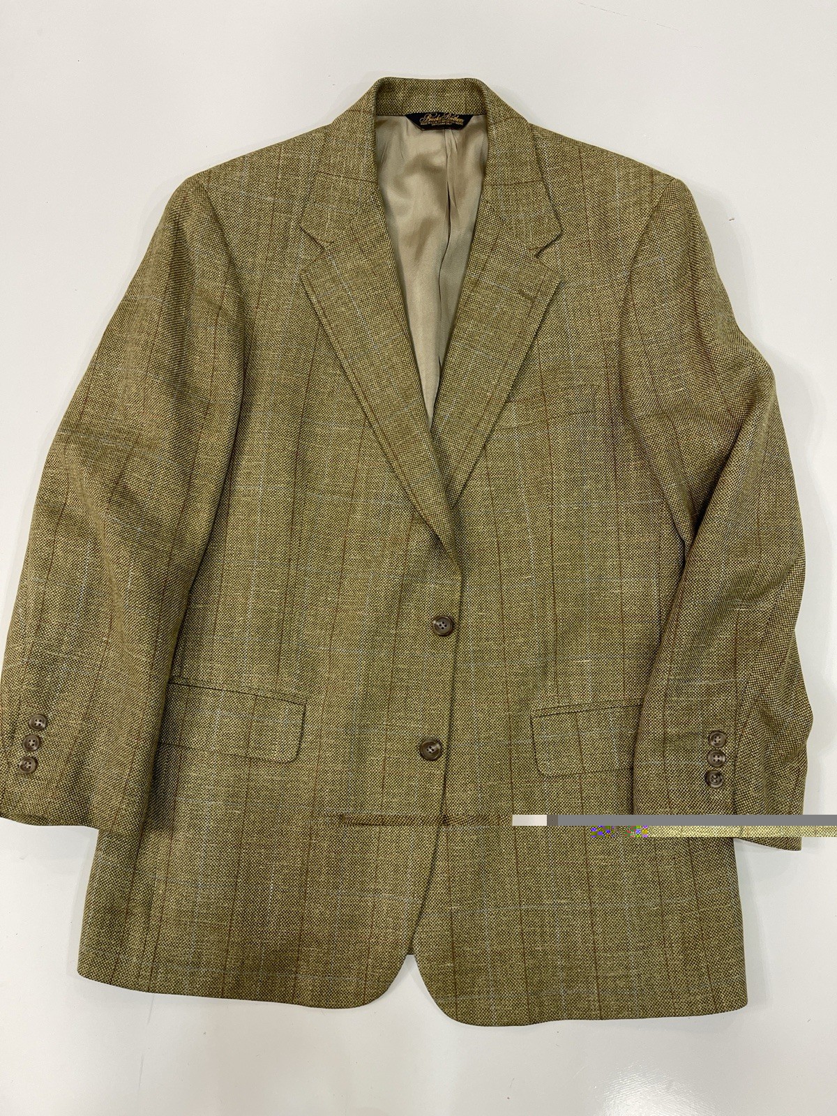 VTG BROOKS BROTHERS Men's Tan Tweed Window Pane Sports Coat Blazer Sz 41 RG