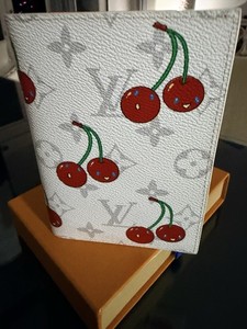 Louis Vuitton LV Passport Cover Card Case Monogram Cherry 🍒 Murakami White& Red