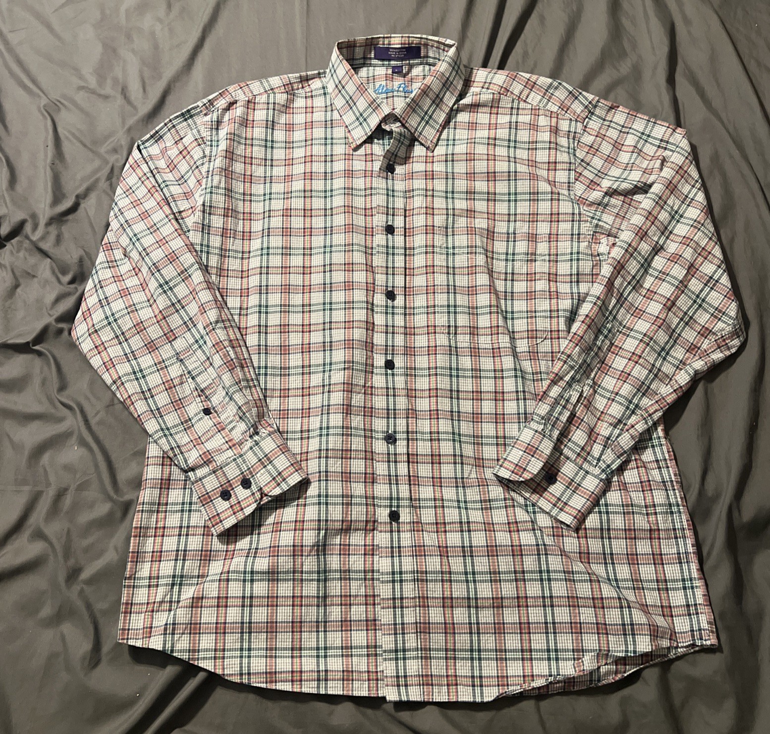 Alan Flusser Dress Shirt Men Size L Multicolor Plaid Long Sleeve Button Up