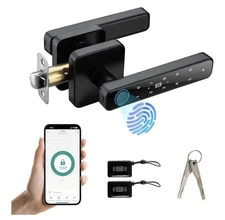 Smart Door Knob, Key Keypad And Bluetooth Keyless Entry, Biometric Lock, Black