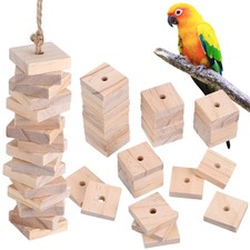 100 Pcs Parrot Building Blocks Set Toys for Large Birds Chew Wood Chips