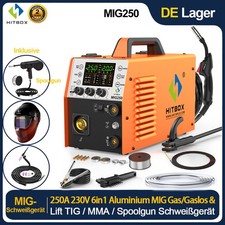6in1 MIG Schweißgerät Aluminium Gas/Gaslos MIG TIG MMA mit Spool Gun 250A 230V