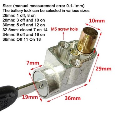 Electric Bicycle E-bike Electric Vehicle Battery Box Lock Big Head Front Lock