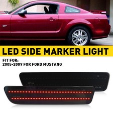 Smoked Rear Bumper Reflector Side Markers Red LED Light For 2005-09 Ford Mustang