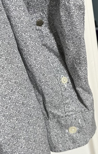Z Zegna Mens Sz 15.75 Cotton Dress Shirt Gray Floral Print Slim Fit Ermenegildo - Picture 7 of 7
