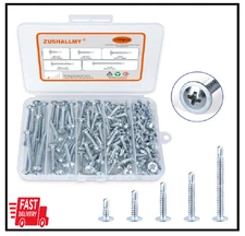 140Pcs #8 Self Tapping Screws for Metal, Sheet Metal Screws Assortment Kit, Modi