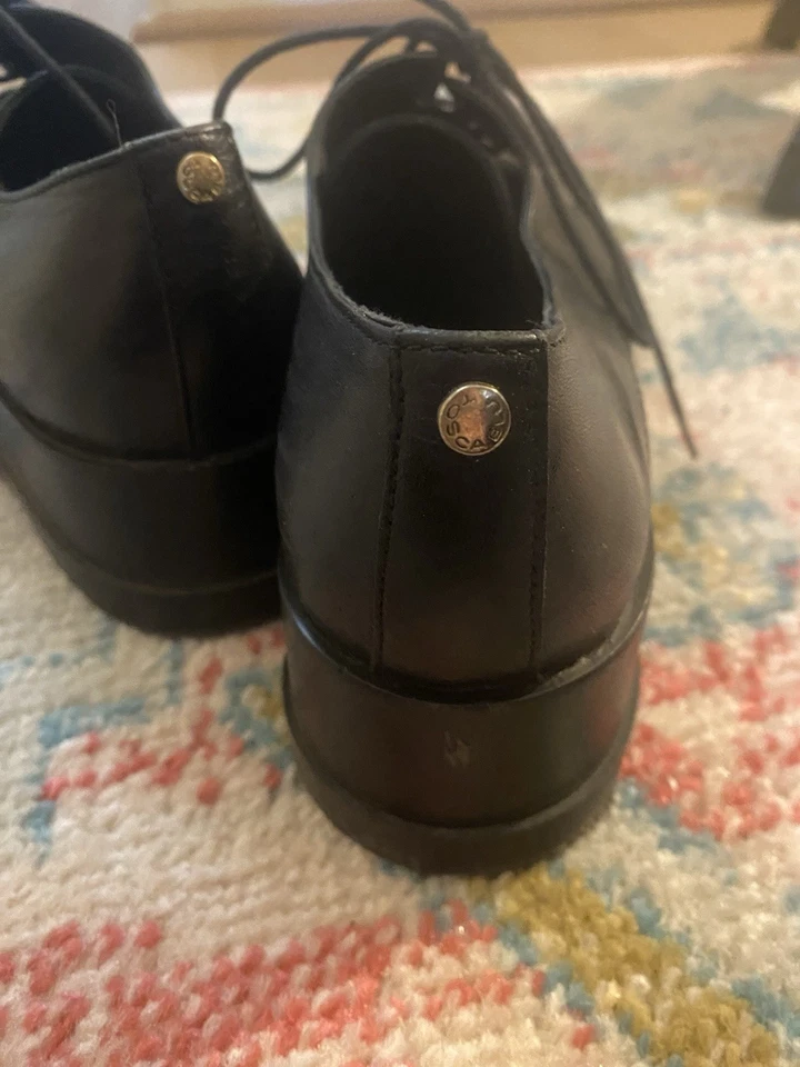 Zapatos Oxford Tosca Azul Negro Cuero Genuino Plataforma Talla 8 Foto 3 de 4