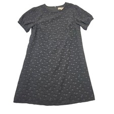 LOFT Black Dot Textured Short Sleeve Casual Dress - Small